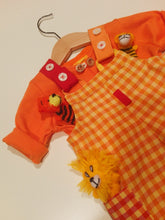 Load image into Gallery viewer, Dungaree in orange plaid pattern with pockets