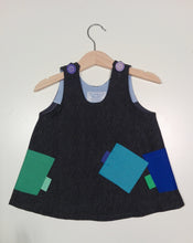 Load image into Gallery viewer, Trapeze Dress,Gray, with colored patches/pockets