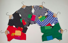 Load image into Gallery viewer, Short onesie in cotton with colored patches