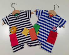 Load image into Gallery viewer, Short onesie in cotton with colored patches