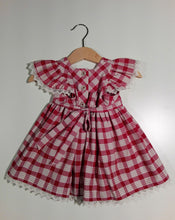 Load image into Gallery viewer, Dress with curled sleeve in cotton with lace and pockets