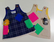 Load image into Gallery viewer, Trapeze Dress in heavy cotton with colored patches/pockets