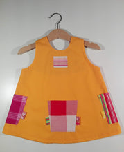 Load image into Gallery viewer, Trapeze Dress in cotton orange with colored patches