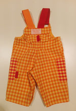 Load image into Gallery viewer, Dungaree in orange plaid pattern with pockets
