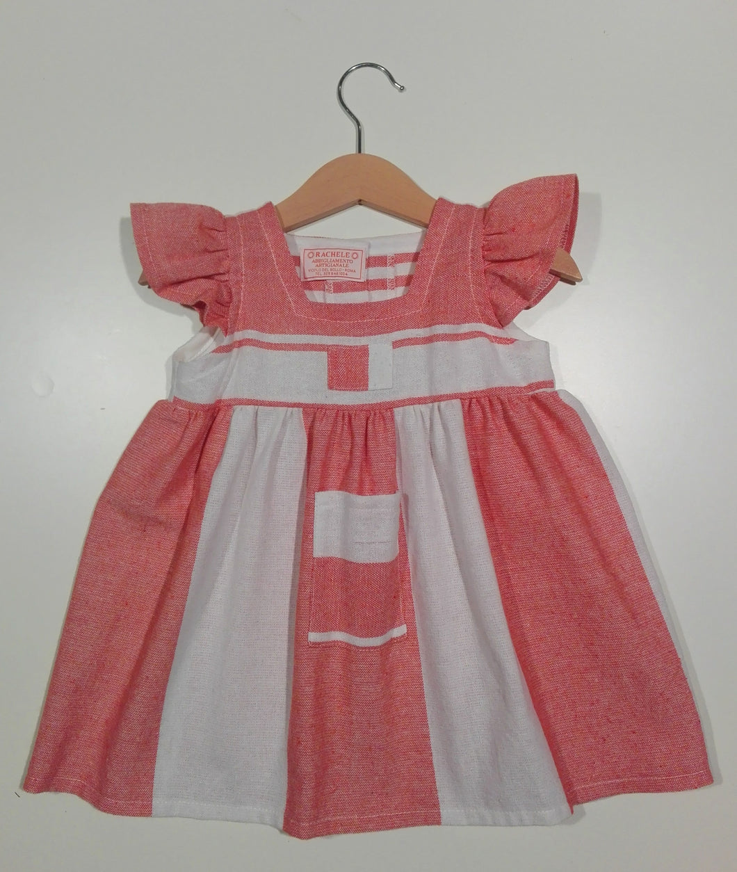 Dress with curled sleeve in cotton Puglia