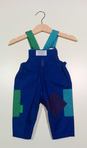 Dungaree in cotton with colored patches