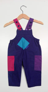 Dungaree in cotton with colored patches