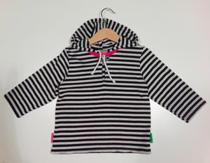 Long-sleeved striped sweater with hood