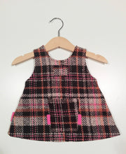 Load image into Gallery viewer, Trapeze Dress in wool Brown with pink spots
