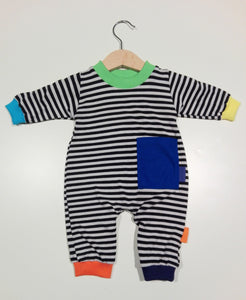 Onesie in mixed cotton with colorful cuffs