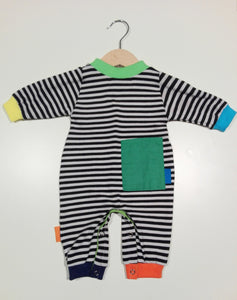 Onesie in mixed cotton with colorful cuffs