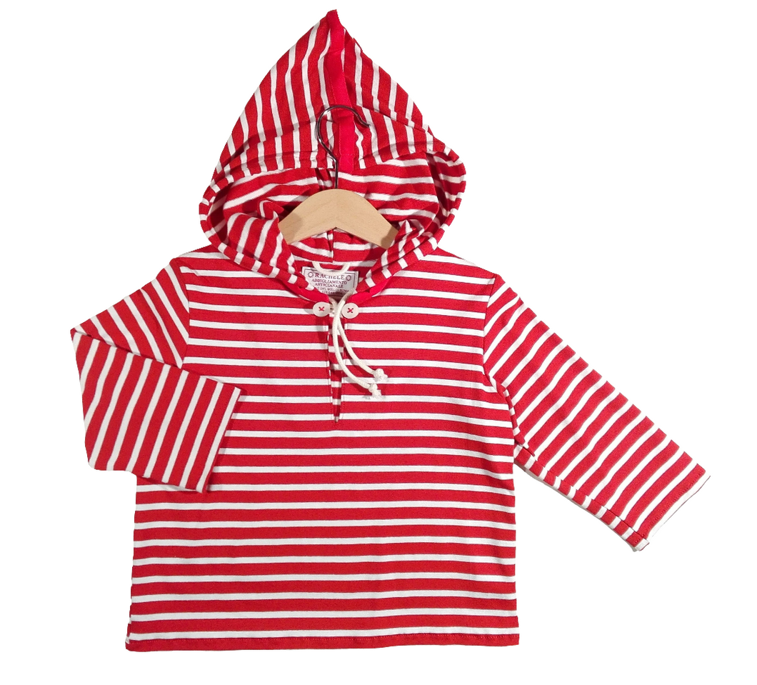 Long-sleeved striped sweater Red/White