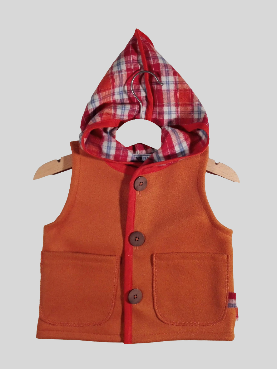 Vest in wool, brickred.