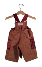 Load image into Gallery viewer, Dungaree in Corduroy(new) Brown patchwork details
