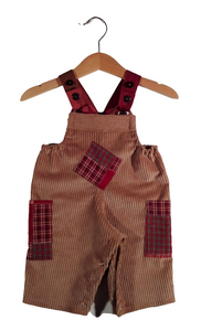 Dungaree in Corduroy Beige patchwork details