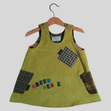 Load image into Gallery viewer, Trapeze Dress in Corduroy Acid Green
