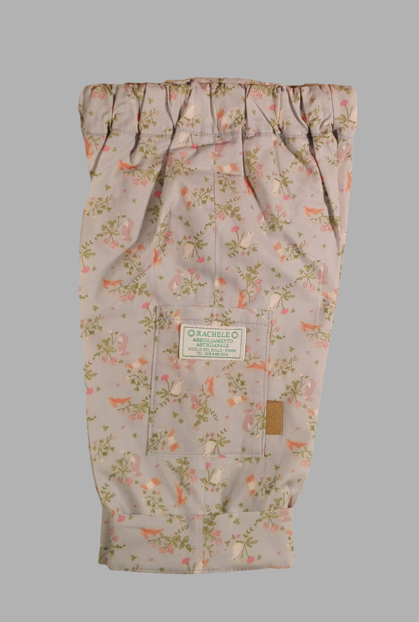 Pant midseason in cotton, Light blue with rabbits
