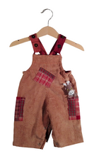 Load image into Gallery viewer, Dungaree in Corduroy(new) Brown patchwork details
