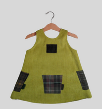Load image into Gallery viewer, Trapeze Dress in Corduroy Acid Green
