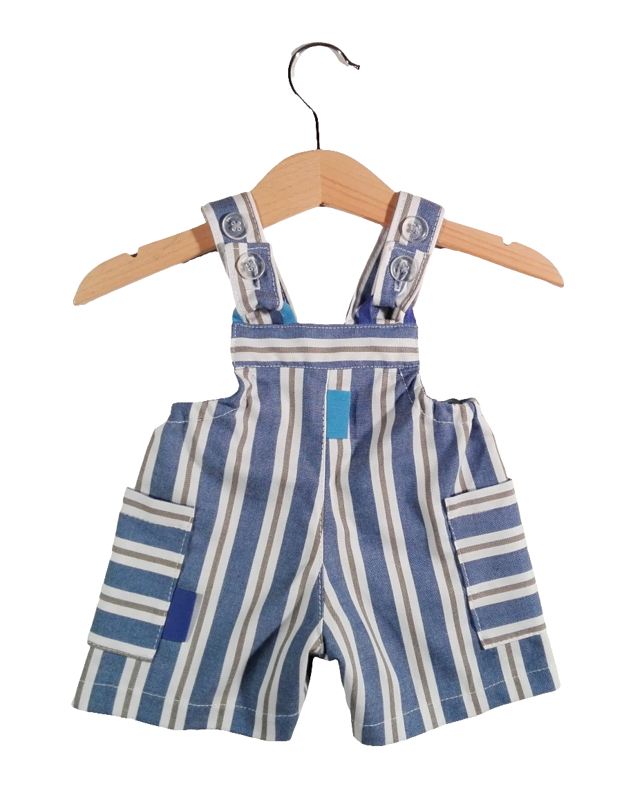 Short dungaree in cotton Striped Blue