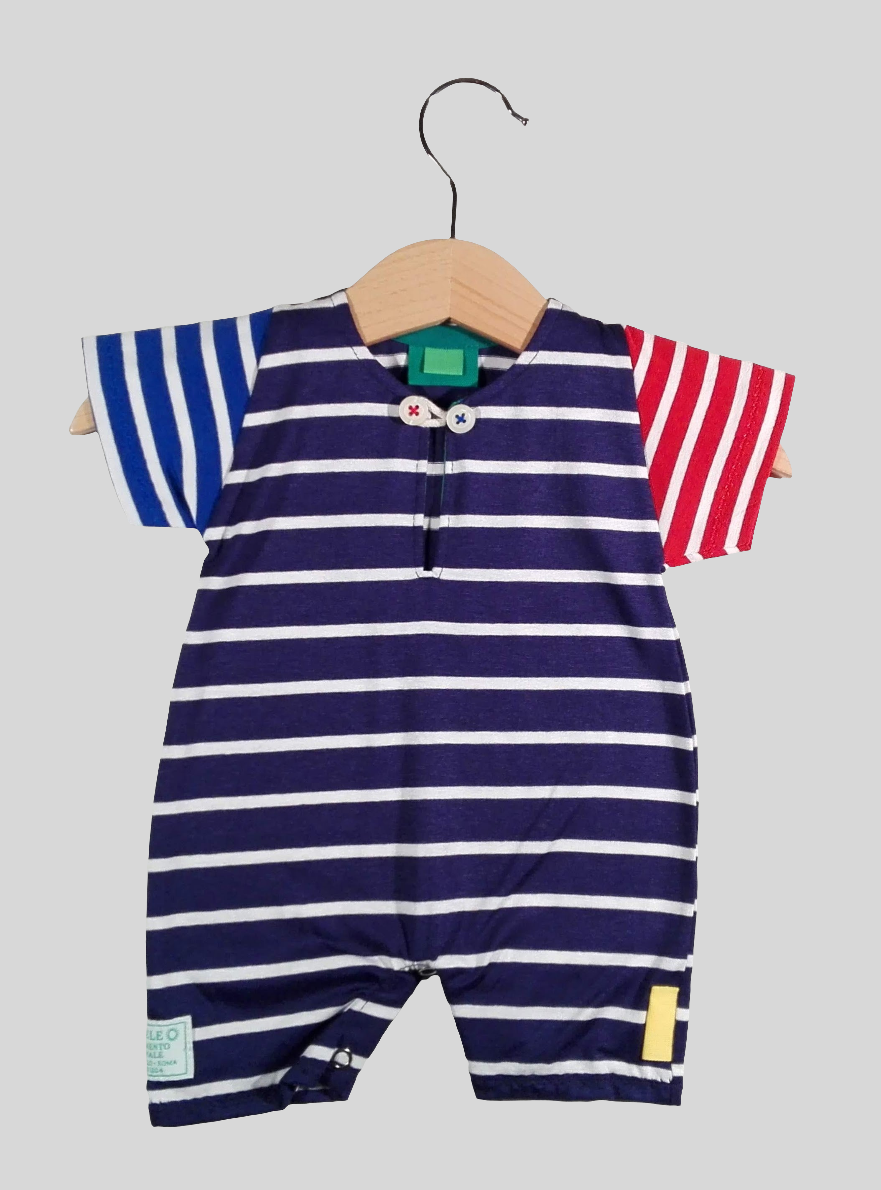 Short onesie in cotton Tricolor