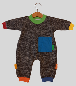 Onesie in wool with colorful cuffs in cotton BIS