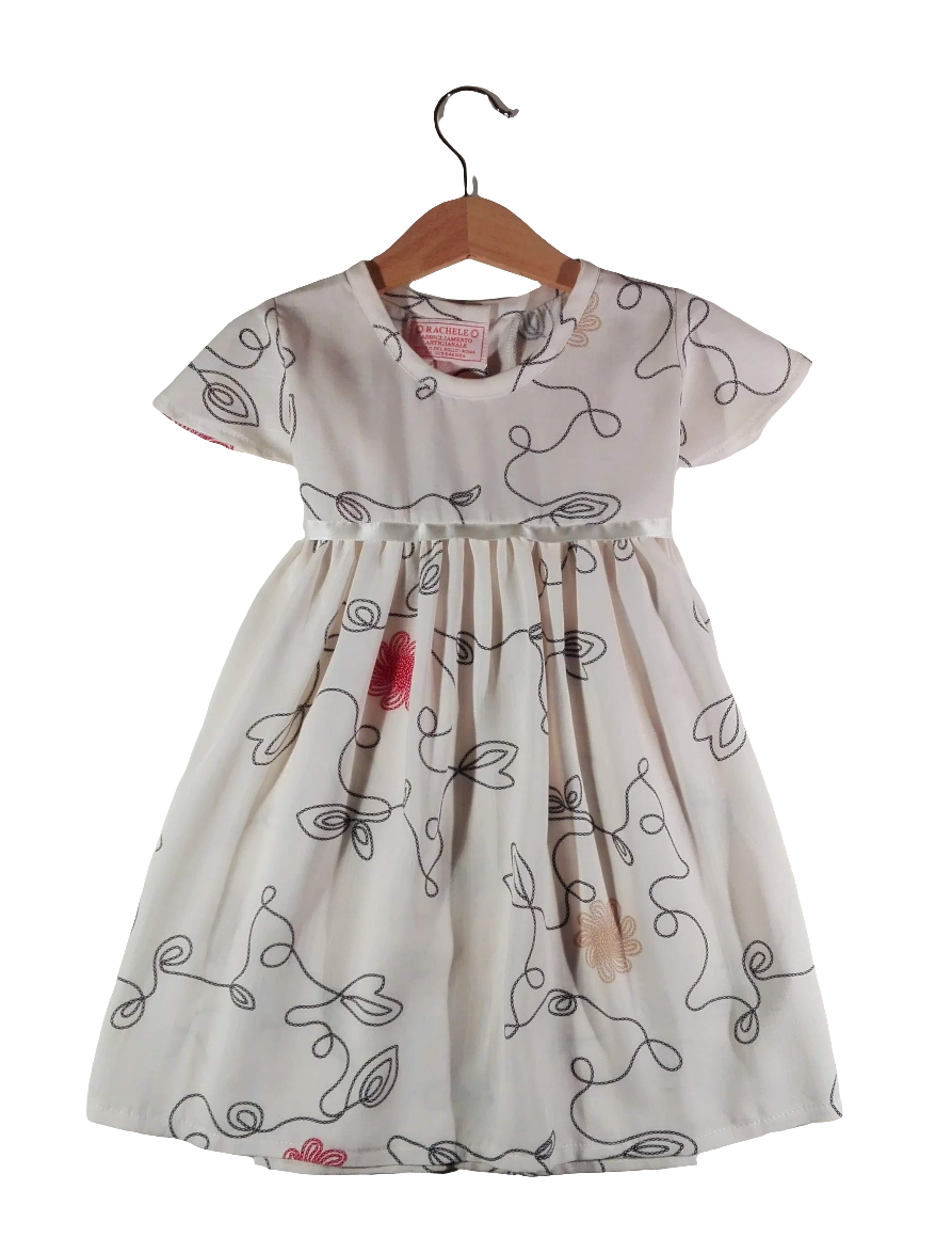 Dress with wavy sleeves. Offwhite