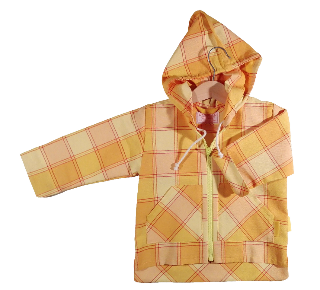 Jacket in Cotton with hood, Checkered
