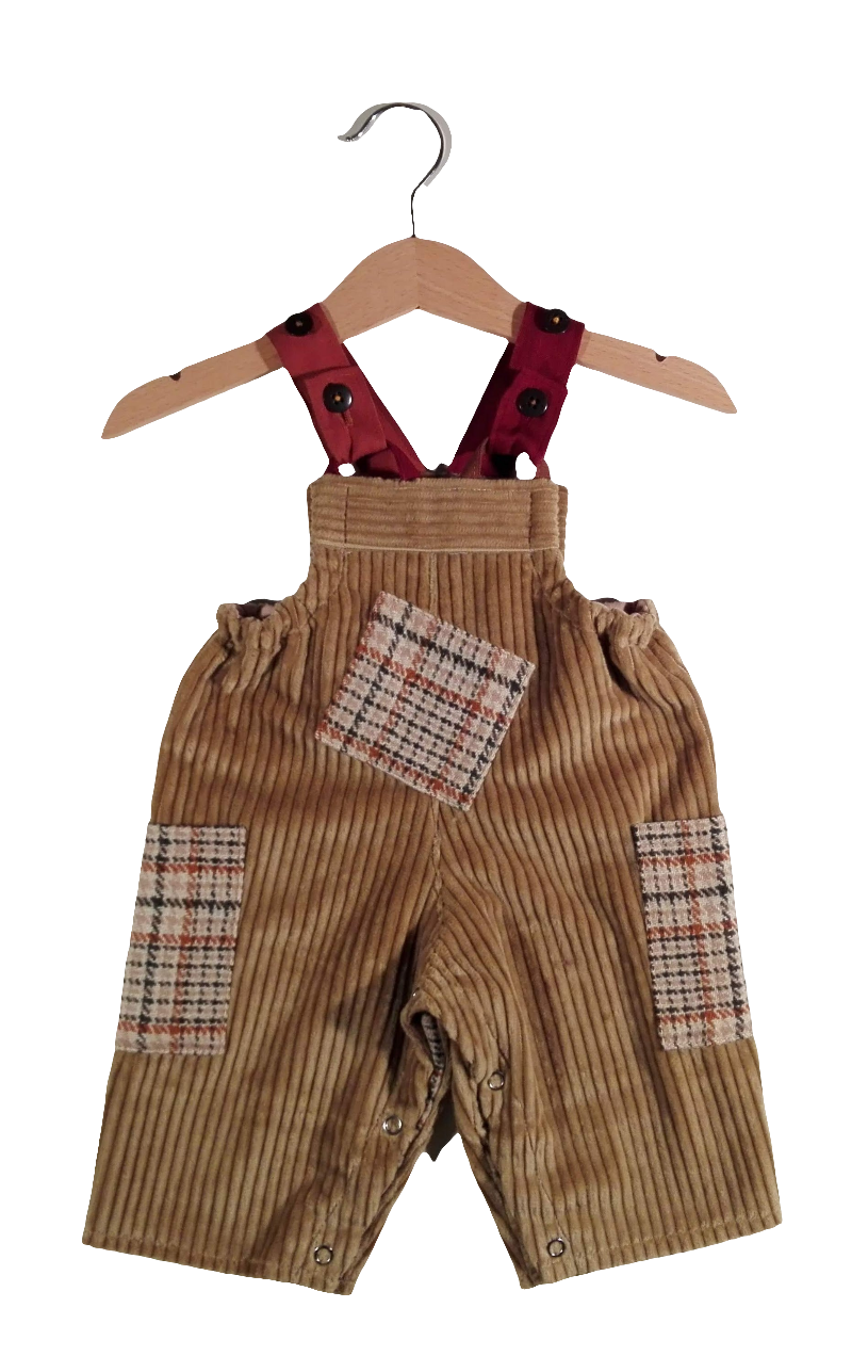 Dungaree in Corduroy Beige tweed details
