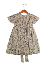 Load image into Gallery viewer, Dress with wavy sleeves White with blue Flowers

