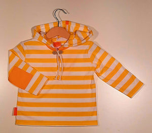 Long-sleeved striped sweater in cotton with hood