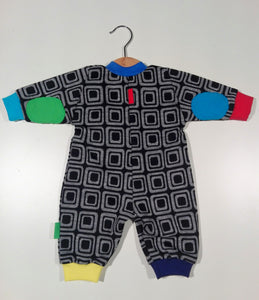 Onesie in mixed cotton and wool with zipper