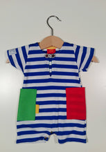 Load image into Gallery viewer, Short onesie in cotton with colored patches
