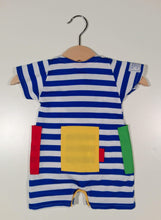 Load image into Gallery viewer, Short onesie in cotton with colored patches
