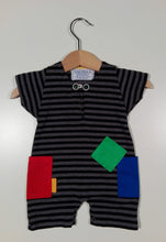 Load image into Gallery viewer, Short onesie in cotton with colored patches
