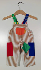 Dungaree in heavy cotton with colored patches