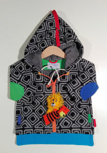 Jacket in mixed cotton and wool with hood