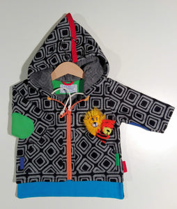 Jacket in mixed cotton and wool with hood