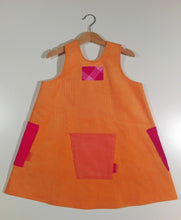 Load image into Gallery viewer, Trapeze Dress in corduroy with patches or pockets
