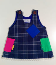 Load image into Gallery viewer, Trapeze Dress in heavy cotton with colored patches/pockets
