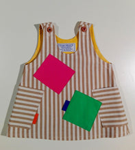 Load image into Gallery viewer, Trapeze Dress in heavy cotton with colored patches/pockets
