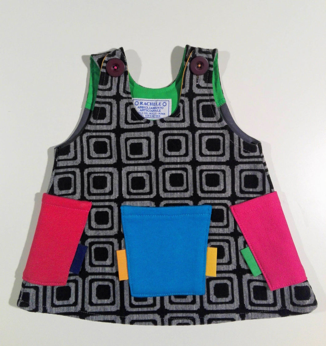 Trapeze Dress in mixed cotton and wool