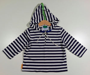 Long-sleeved striped sweater in cotton with hood