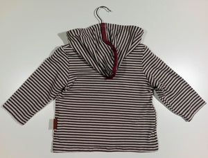 Long-sleeved striped sweater in cotton with hood