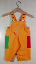 Load image into Gallery viewer, Dungaree in orange with pockets and patches
