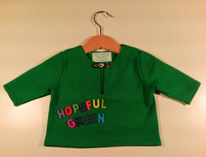 Long-sleeved green sweater in cotton