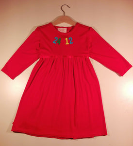 Long-sleeved Christmas Dress with silk ribbon